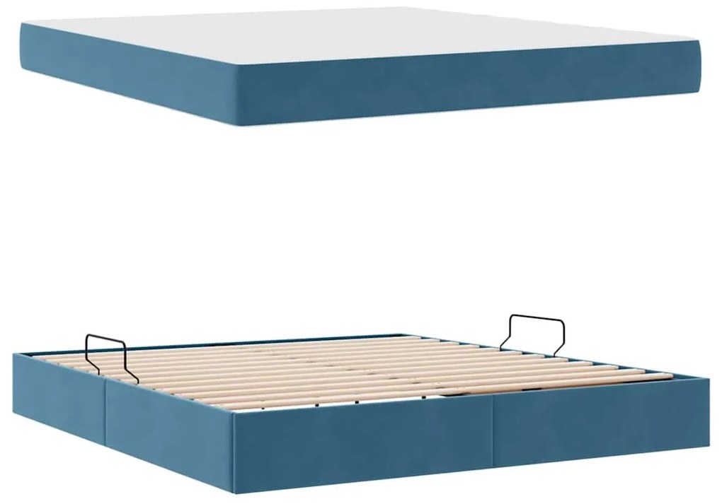 vidaXL Κρεβάτι με αποθηκευτικό χώρο και στρώμα με στρώμα Σκούρο Μπλε