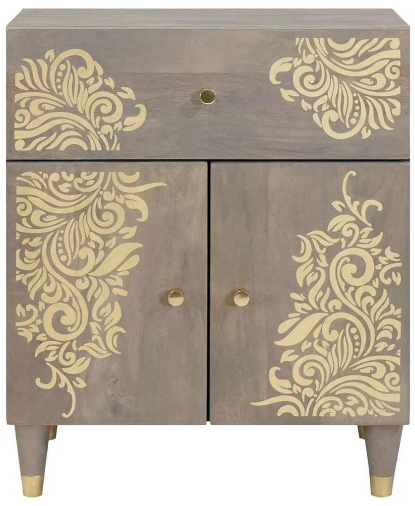 vidaXL Κομοδίνο με συρτάρι Γκρι 50 x 33 x 60 εκ Μασίφ ξύλο μάνγκο