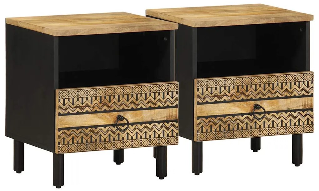 vidaXL Ντουλάπια κρεβατιού 2 τεμάχια Μαύρο 40x33x46 cm