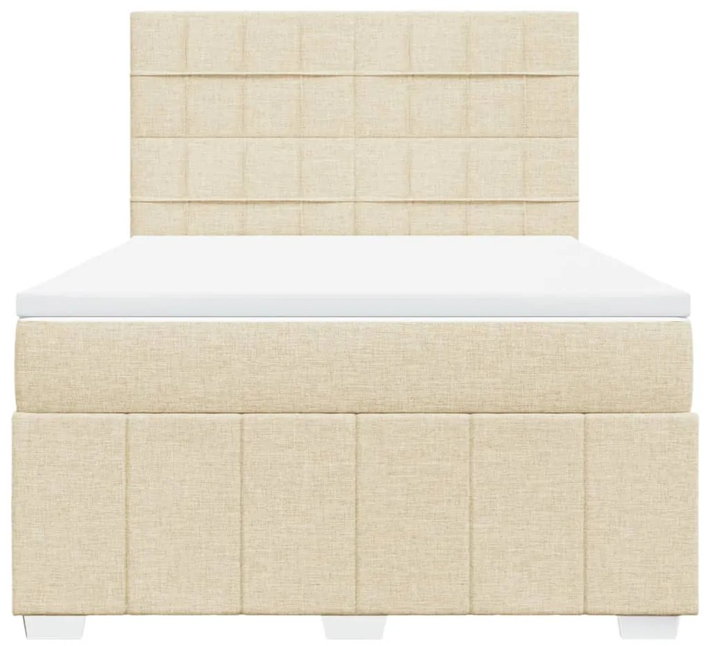 vidaXL Κρεβάτι Boxspring με Στρώμα Κρεμ 140x190 εκ. Υφασμάτινο