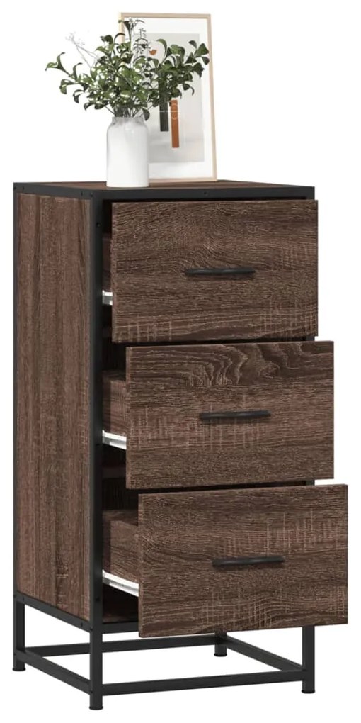 Ραφιέρα Καφέ Δρυς 35,5x35x76 εκ. Επεξ. Ξύλο + Μέταλλο