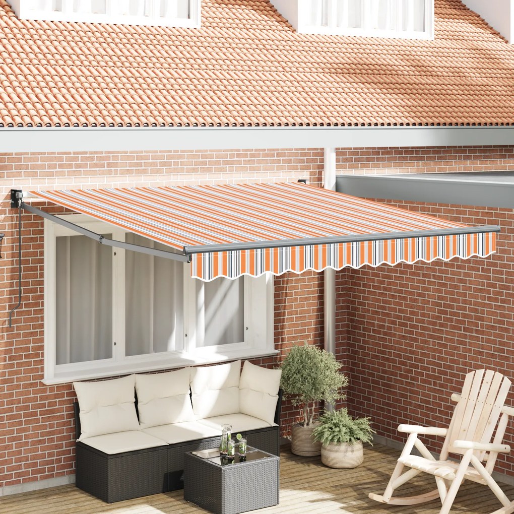 vidaXL Χειροκίνητη Ανασυρόμενη Τέντα Ριγέ 350x250 cm