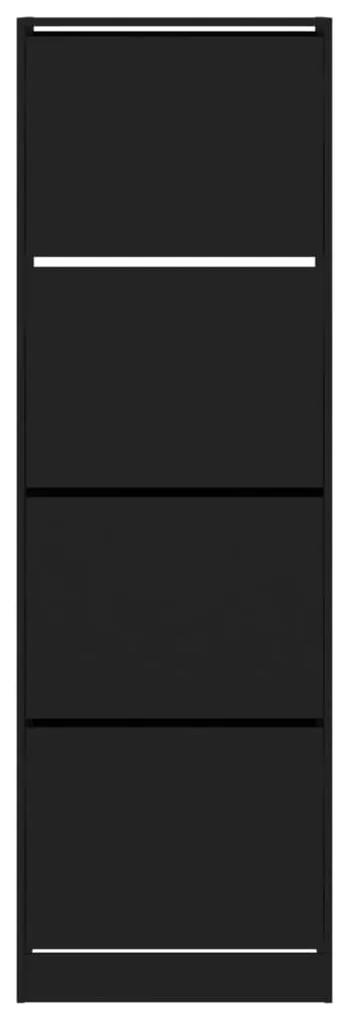 vidaXL Παπουτσοθήκη με 4 Ανακλινόμενα Συρτάρια Μαύρη 60x34x187,5 εκ.