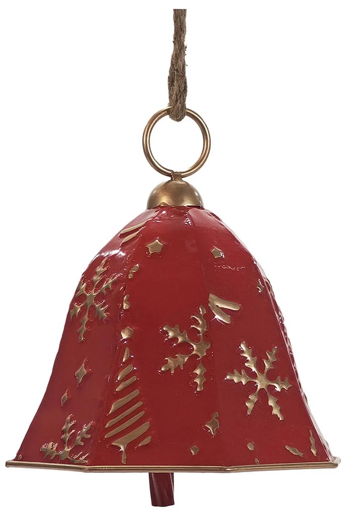 Χριστουγεννιάτικο Κρεμαστό Διακοσμητικό Καμπάνα Κόκκινο/Χρυσό 19.5x24cm