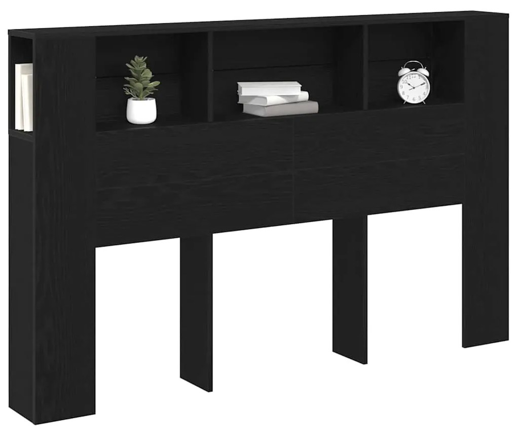 vidaXL Κρεβάτι με Κεφαλάρι Μαύρη δρυς 160 x 19 x 104.5 εκ.