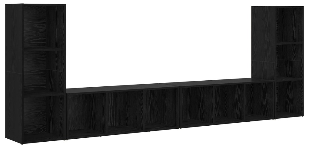 vidaXL Ντουλάπι TV με ράφι με αποθήκευση 4 pcs Μαύρη Δρυς 37 x 35 x 107.5 εκ.