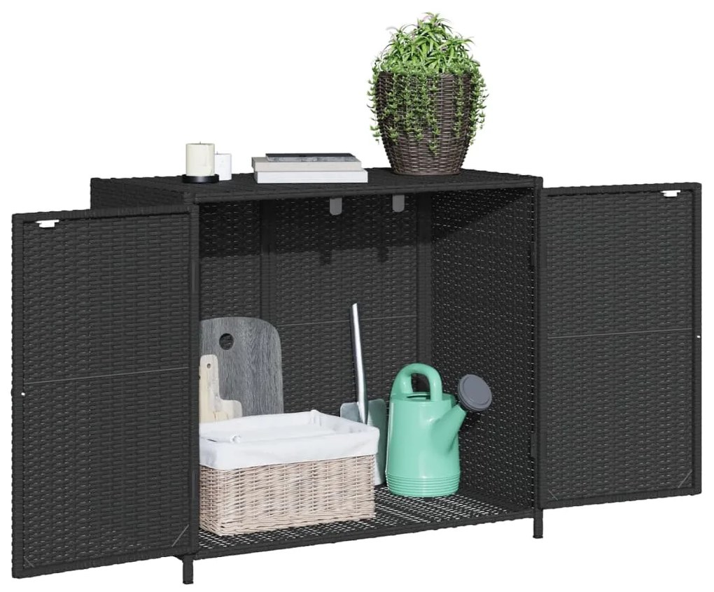 vidaXL Ντουλάπι Αποθήκευσης Κήπου Μαύρο 83x45x76 εκ. Συνθετικό Ρατάν
