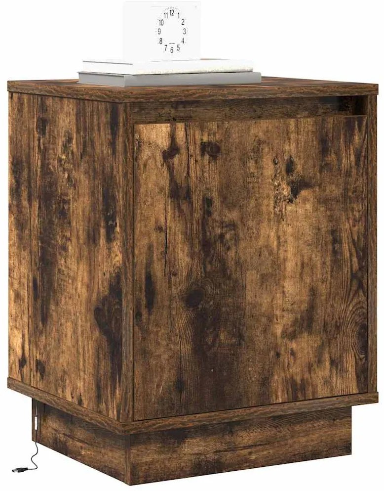 vidaXL Κομοδίνο με 2 pcs Καπνιστό Δρύς 39 x 34.5 x 50 εκ.