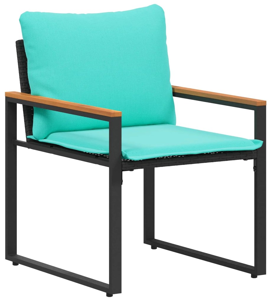 vidaXL Σύνολα επίπλων με μαξιλάρι 3 pcs Μαύρο και Τυρκουάζ Ρατάν