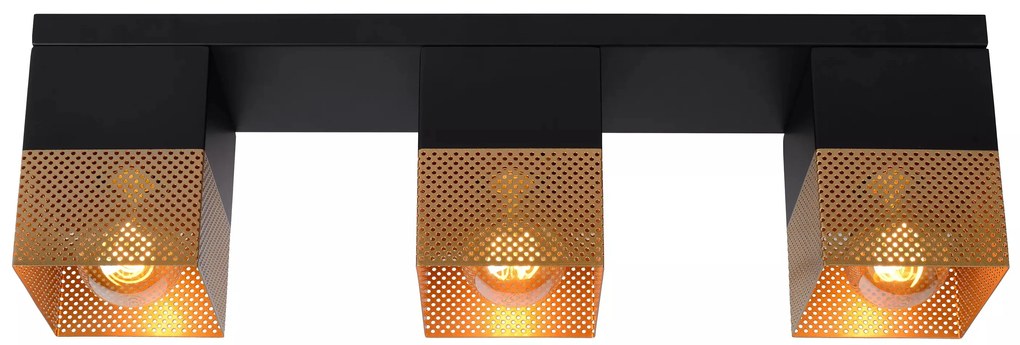 Φωτιστικό Οροφής Lucide 21123-03-02 RENATE Χρυσό Χρώμα (Gold Coloured)|Μαύρο Ματ (Black Mat)