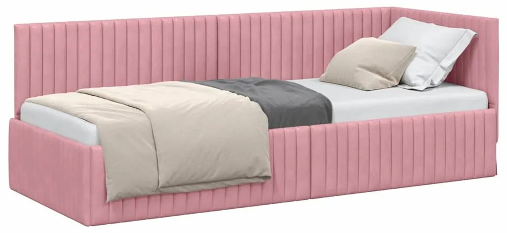 vidaXL Κρεβάτι Γωνίας με κεφαλάρι Ροζ 80 x 200 cm Βελούδο