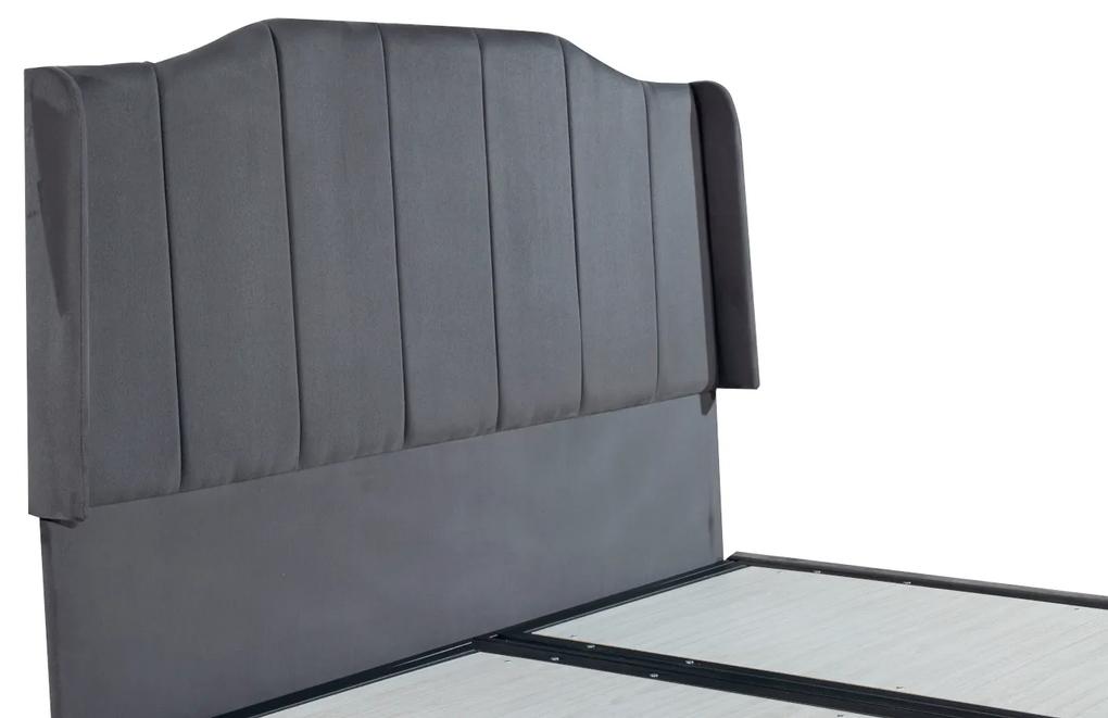 Κρεβάτι BISMUTH Με Αποθηκευτικό Χώρο Γκρι Βελούδο (Στρώμα 160x200cm)