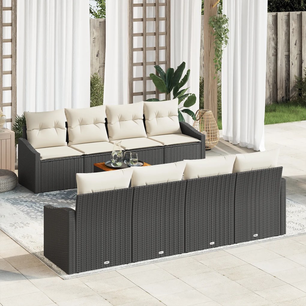 vidaXL Σετ Καναπέ Κήπου 7 pcs Μαύρος, λευκός 55 x 55 x 37 εκ