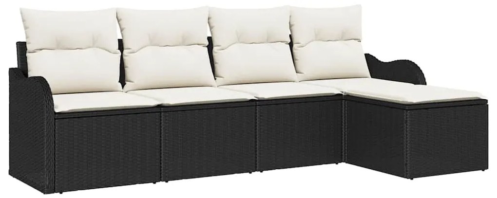vidaXL Σετ Καναπέ Κήπου με μαξιλάρι 5 pcs Μαύρο Πολυ ράταν