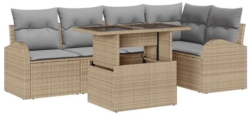 vidaXL Σετ Καναπέ Κήπου 6 pcs μπεζ και ανοιχτό γκρι 100 x 55 x 73 εκ