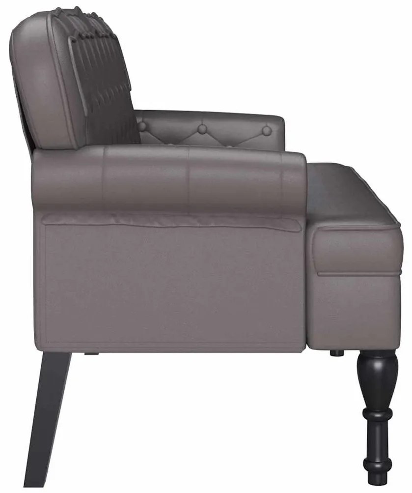 vidaXL Καναπές Chesterfield Γκρι 119.5 x 64.5 x 75 εκ. Τεχνητό Δέρμα