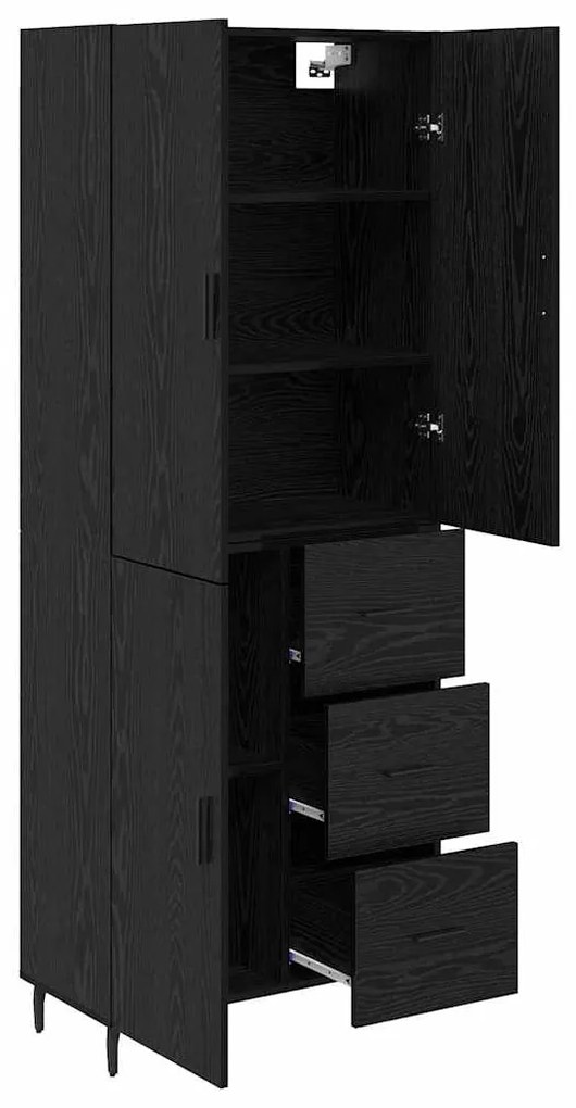 vidaXL Highboard με συρτάρι 2 pcs Μαύρη δρυς Σύνθετο Ξύλο και Γυαλί