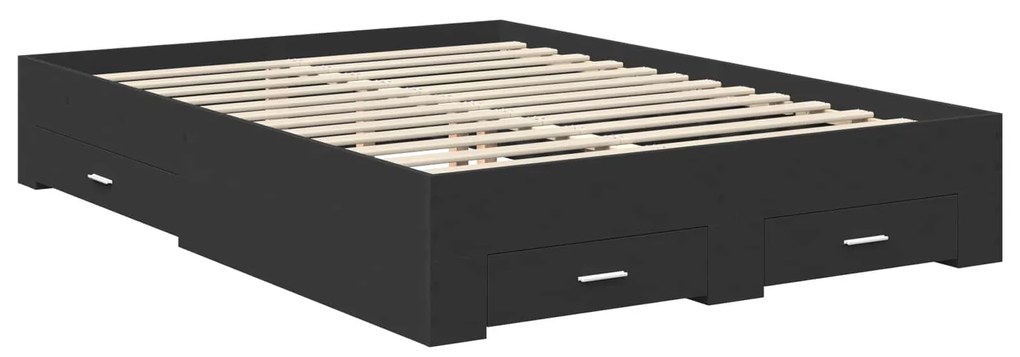 vidaXL Σκελετός Κρεβατιού Μαύρο 150 x 200 cm Επεξεργασμένο ξύλο
