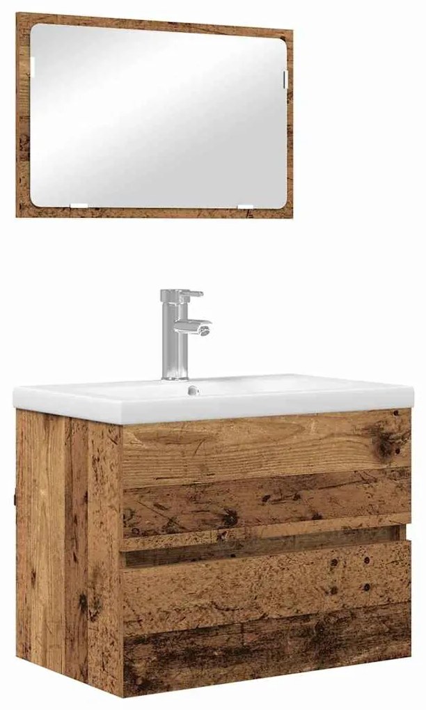 vidaXL Σετ Επίπλων Μπάνιου 3 pcs Παλαιό ξύλο 60 x 38.5 x 45 cm