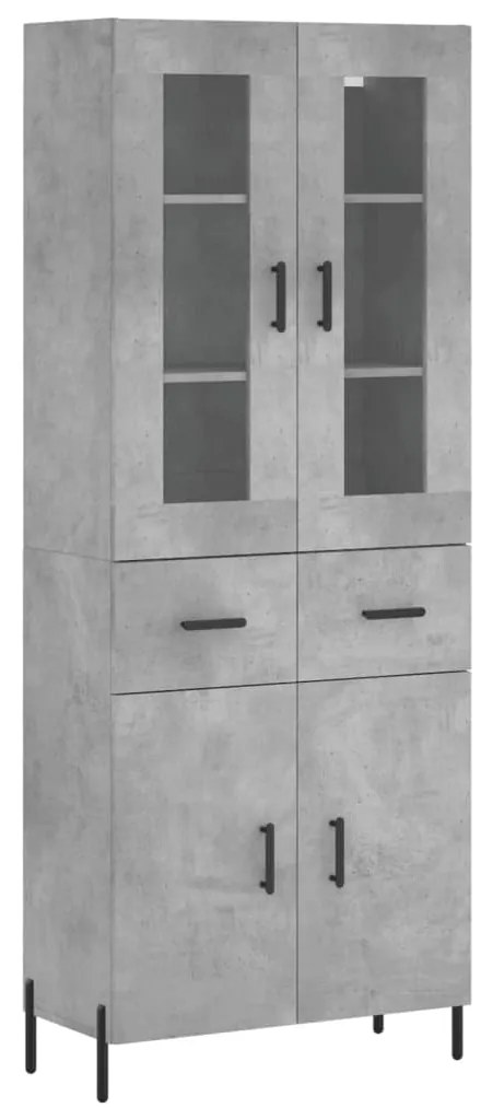vidaXL Ντουλάπι Γκρι Σκυροδέματος 69,5x34x180 εκ. Επεξεργασμένο Ξύλο