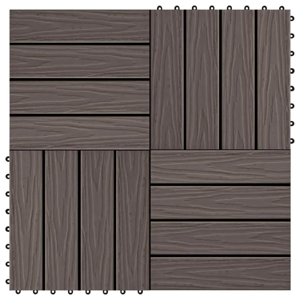 Πλακάκια Deck 11 τεμ. Ανάγλυφα Σκούρο Καφέ 30x30 εκ. 1 μ² WPC - Καφέ