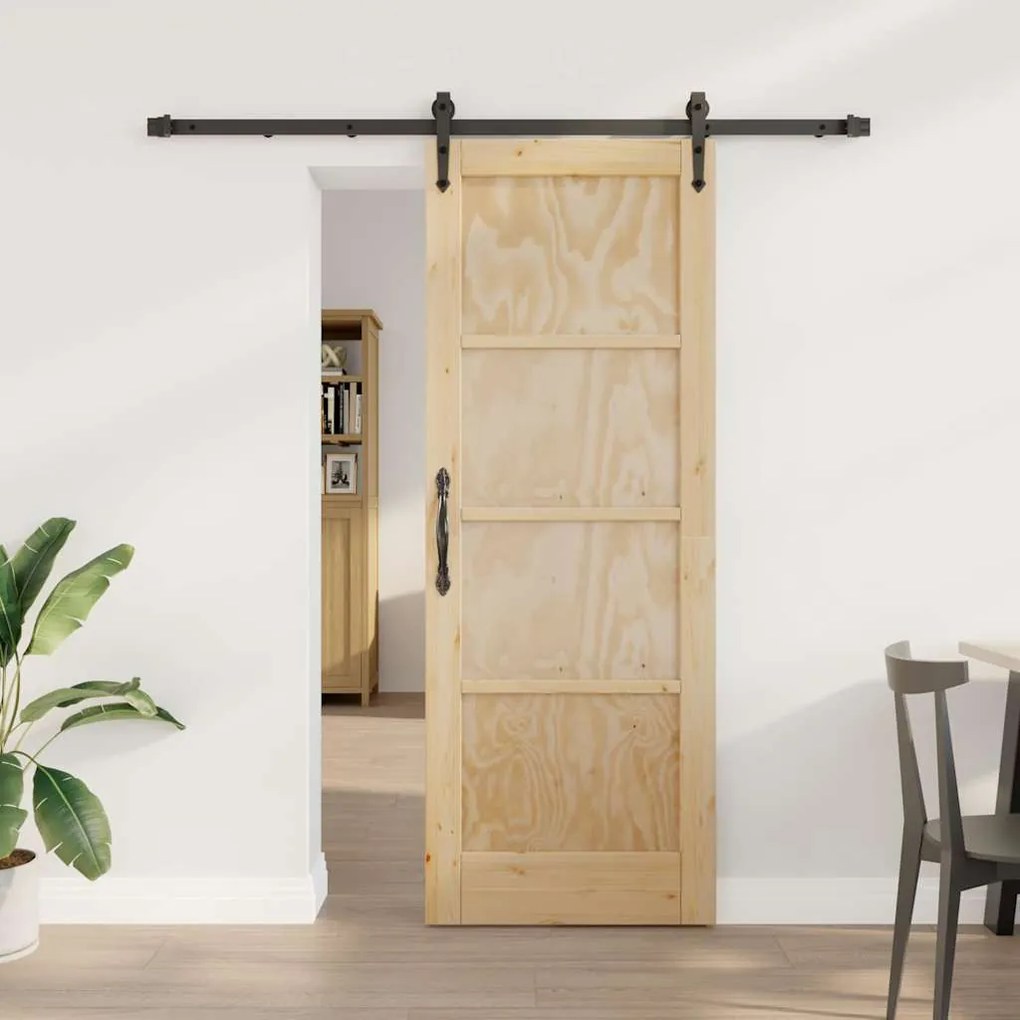 vidaXL Συρόμενη Πόρτα Φυσικό και μαύρο 73.5 x 198.5 εκ.