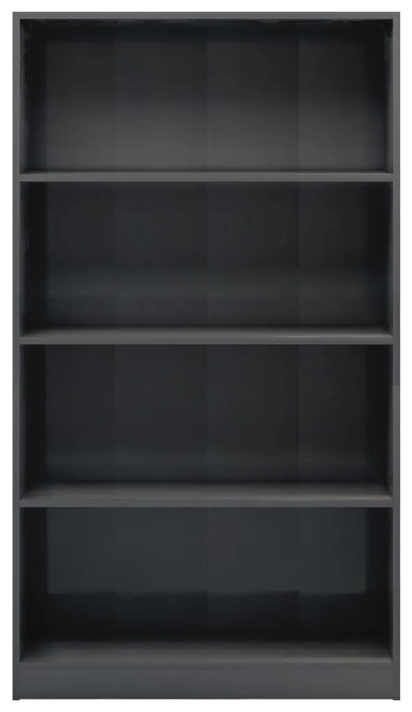 vidaXL Βιβλιοθήκη με 4 Ράφια Γυαλιστερό Γκρι 80x24x142 εκ. Μοριοσανίδα