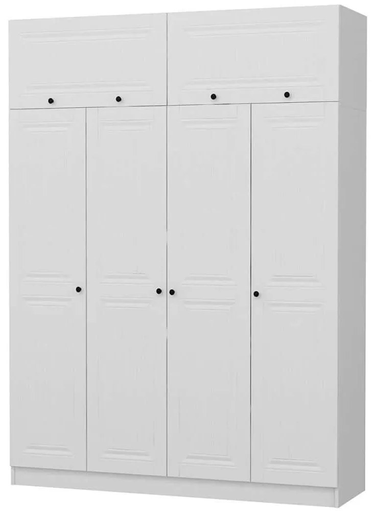 Ντουλάπα Τετράφυλλη Με Πατάρι Kale 506MNR2674 180x52x255cm White Τετράφυλλη