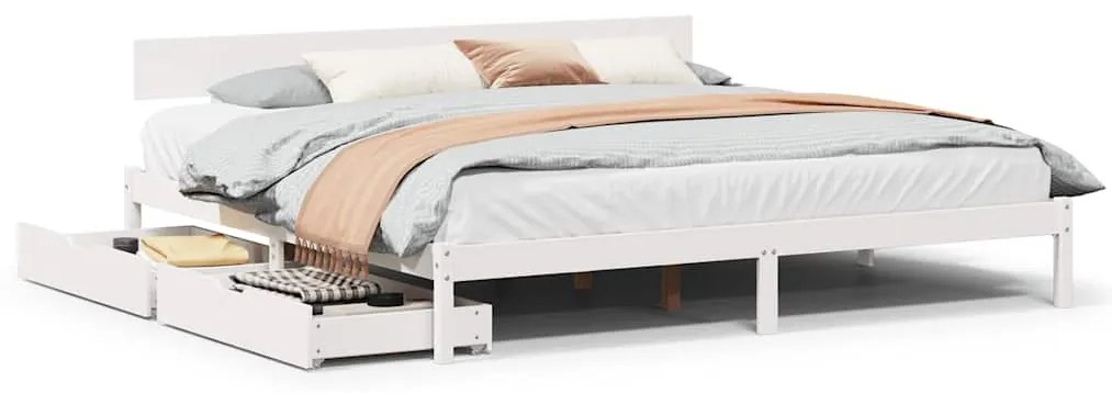 vidaXL Σκελετός Κρεβ. Χωρίς Στρώμα Λευκό 180x200 εκ Μασίφ Πεύκο
