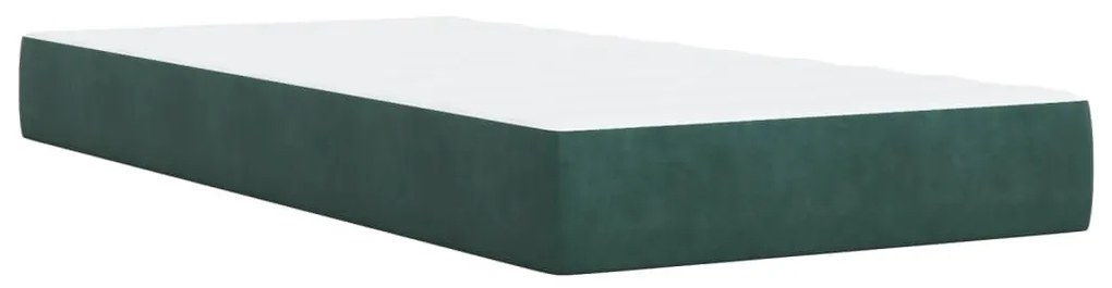 Κρεβάτι Boxspring με Στρώμα Σκούρο Πράσινο 100x200εκ. Βελούδινο - Πράσινο