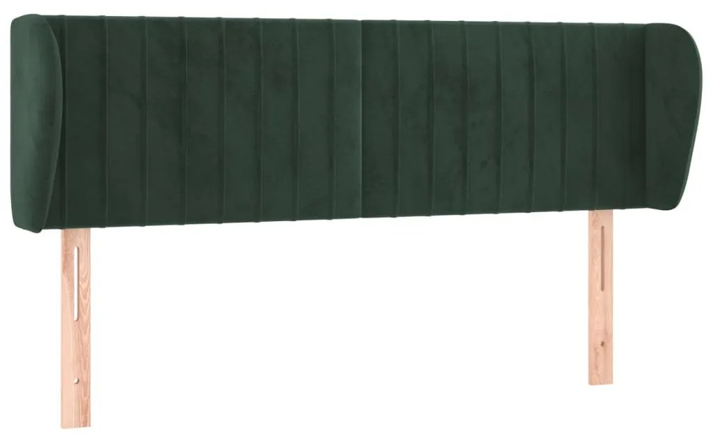 vidaXL Κεφαλάρι με Πτερύγια Σκούρο Πράσινο 147x23x78/88 εκ. Βελούδινο