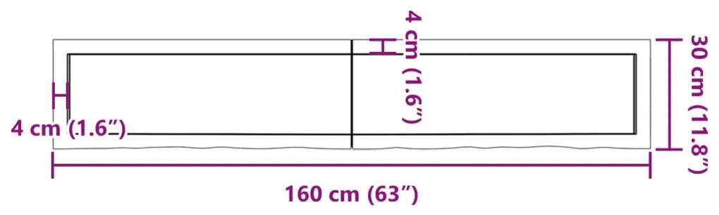 Ράφι Τοίχου Σκούρο Καφέ 160x30x(2-4) εκ. Επεξ. Μασίφ Ξύλο Δρυός - Καφέ