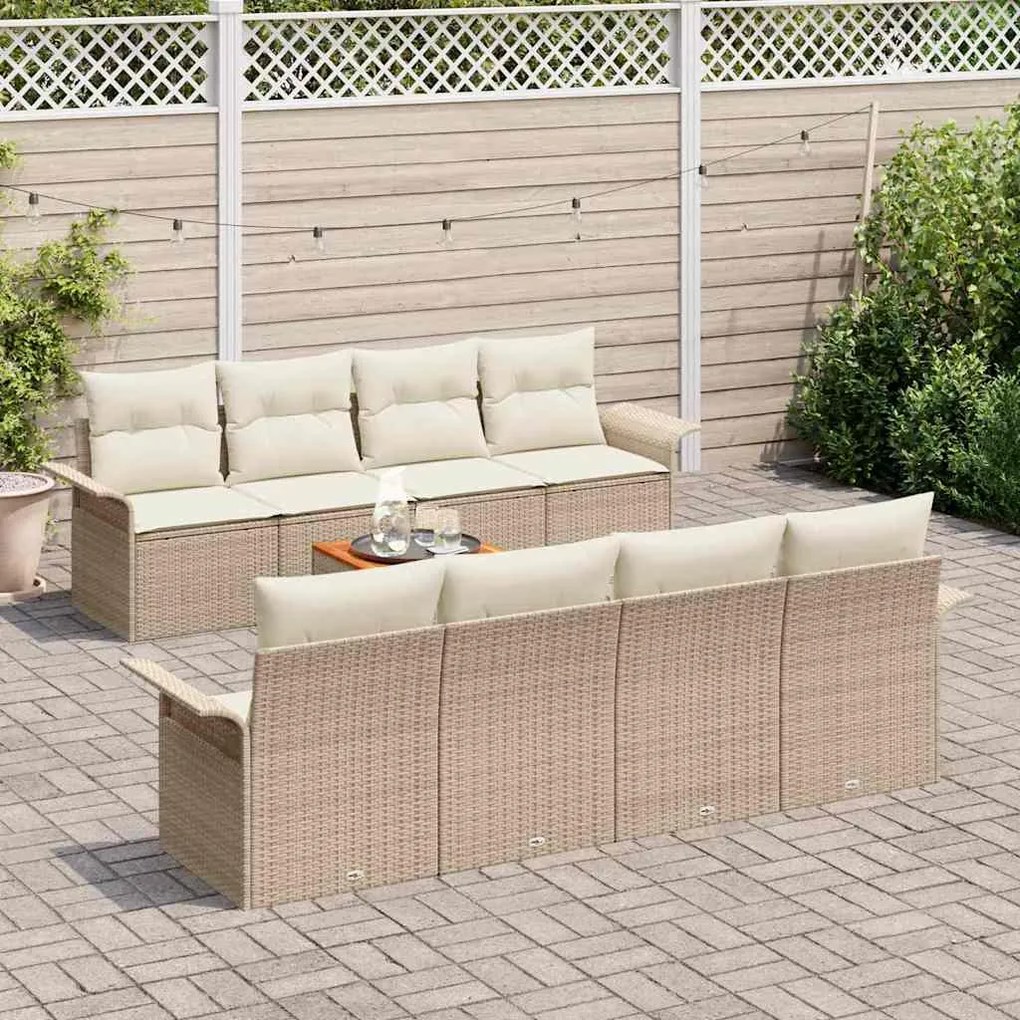 vidaXL Σετ Καναπέ Κήπου με μαξιλάρι 7 pcs Μπεζ, Κρέμα 55 x 55 x 37 εκ