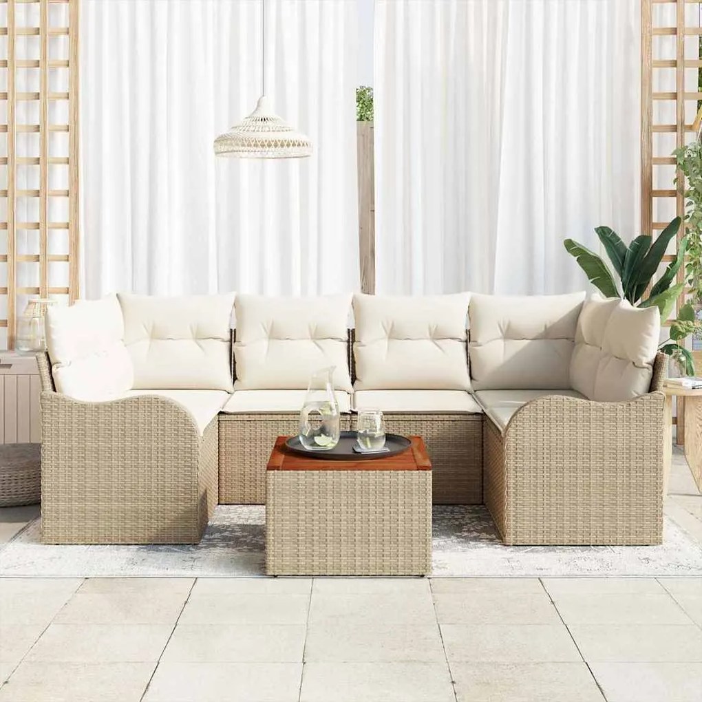 vidaXL Σετ Καναπέ Κήπου 7 pcs Μπεζ, λευκό