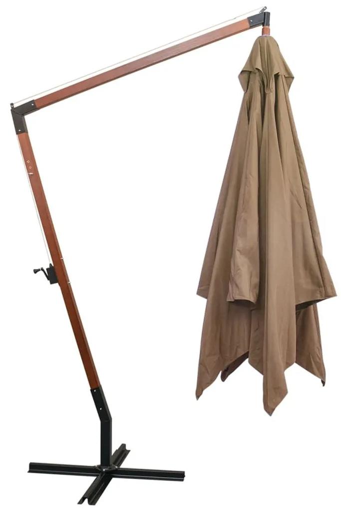 Ομπρέλα Κρεμαστή με Ιστό Χρώμα Taupe 3 x 3 μ. Μασίφ Ξύλο Ελάτης - Μπεζ-Γκρι