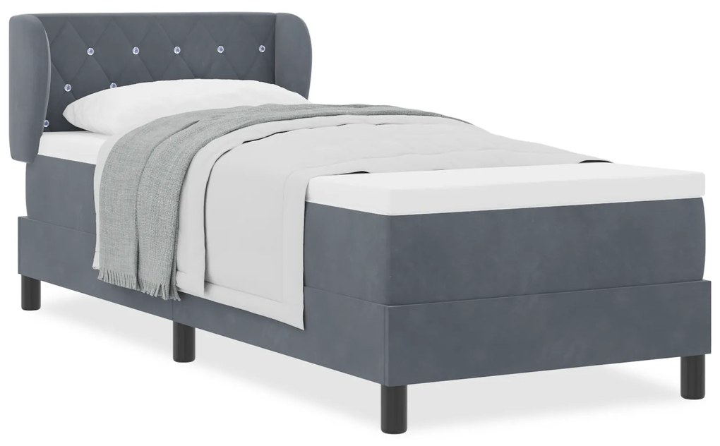 vidaXL κρεβάτι Box Spring με στρώμα Σκούρο Γκρι 80x200 εκ. Βελούδο