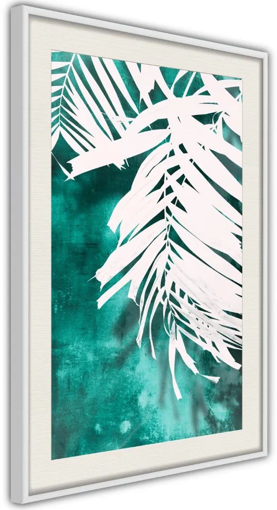 Αφίσα - White Palm on Teal Background - 20x30 - Χρυσό - Χωρίς πασπαρτού