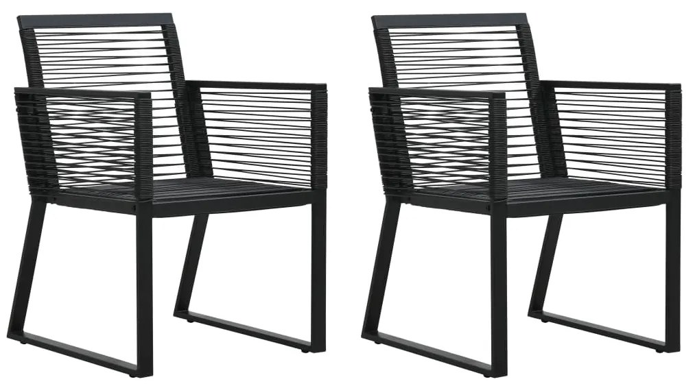 vidaXL Καρέκλες Κήπου 2 τεμ. Μαύρες από Ρατάν PVC