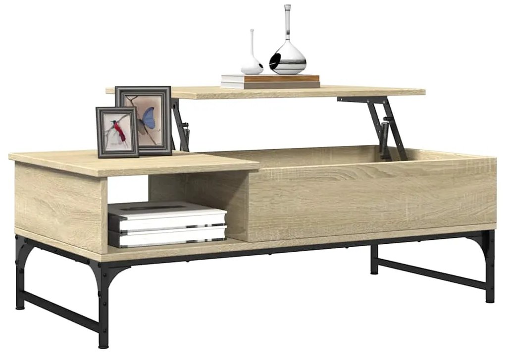 vidaXL Τραπεζάκι Σαλονιού Sonoma Δρυς 100x50x35εκ Επεξ. Ξύλο + Μέταλλο