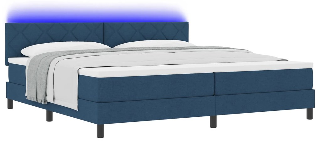 vidaXL Κρεβάτι με Σπαστό Σκελετό και Στρώμα & LED Μπλε 200x200 εκατοστά Ύφασμα