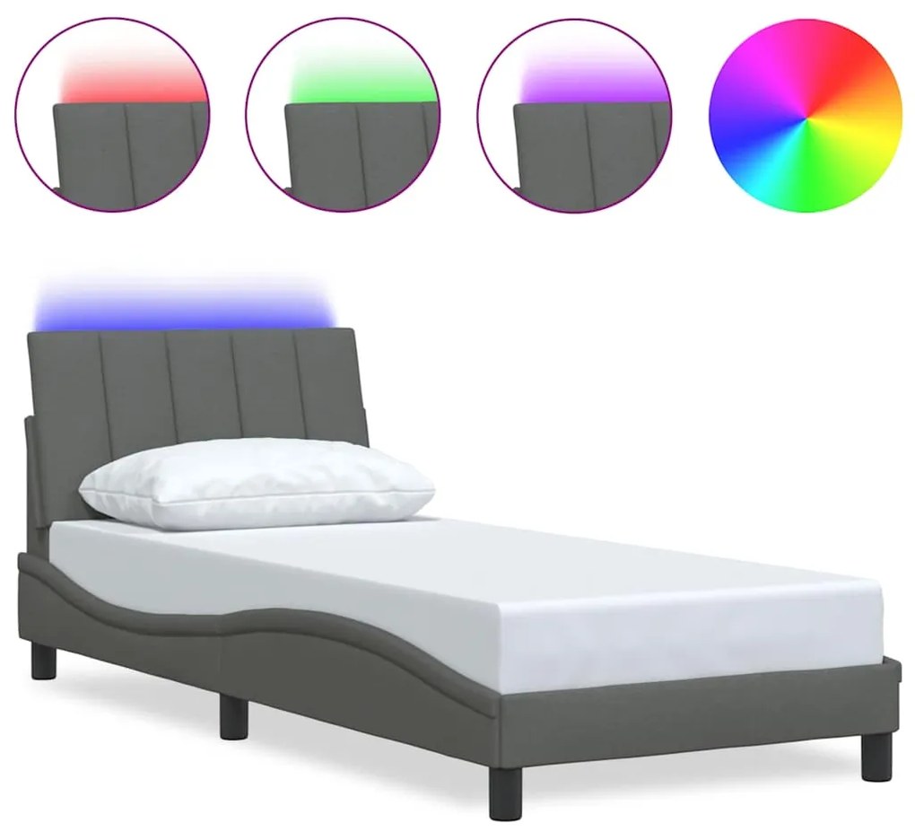 vidaXL Σκελετός Κρεβατιού Χωρίς Στρώμα Σκ. Γκρι 80x200 εκ. Υφασμάτινο