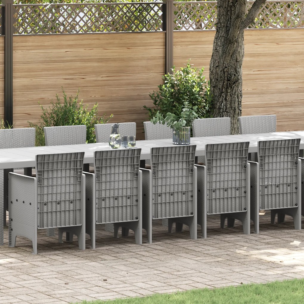 vidaXL Σετ Τραπεζαρίας Κήπου με Μαξιλάρια 17 pcs Ανοιχτό γκρι Large