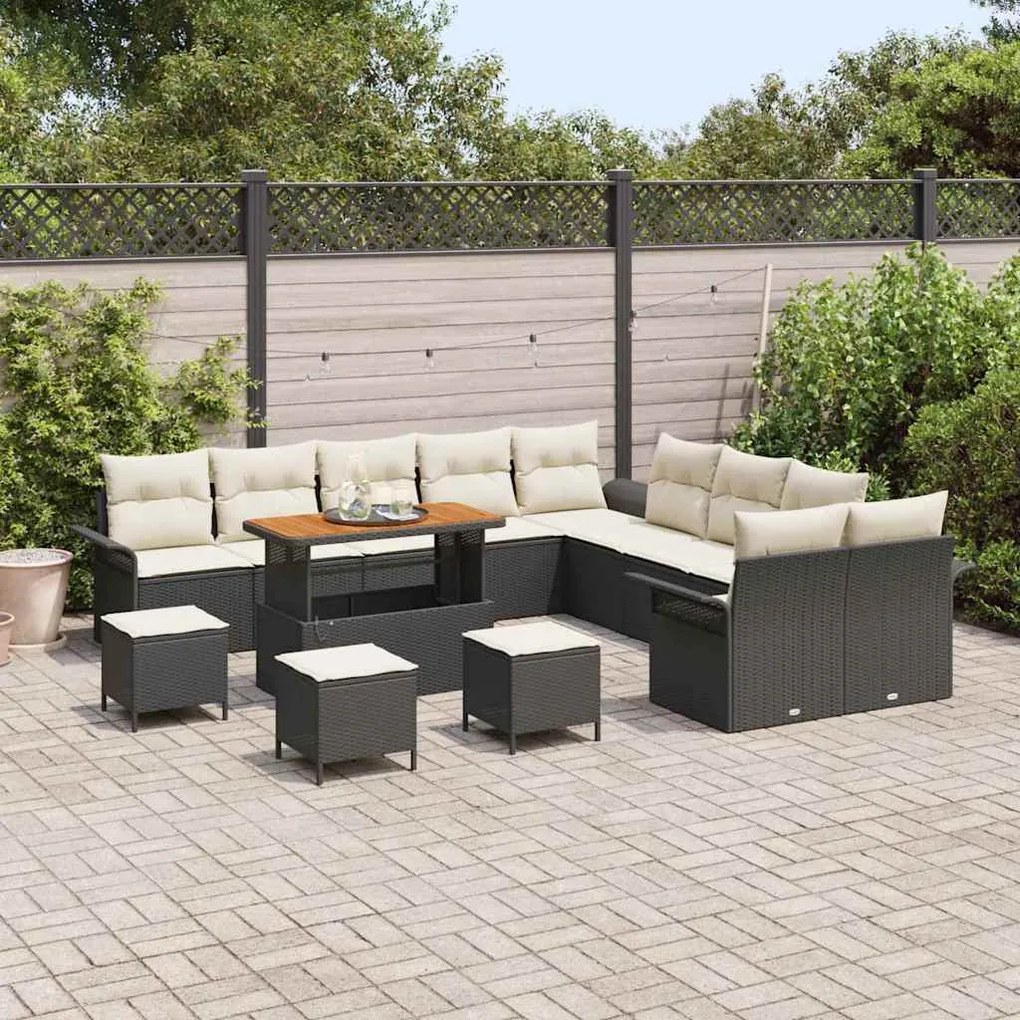 vidaXL Σετ Καναπέ Κήπου 14 pcs Μαύρο συνθετικό ρατάν