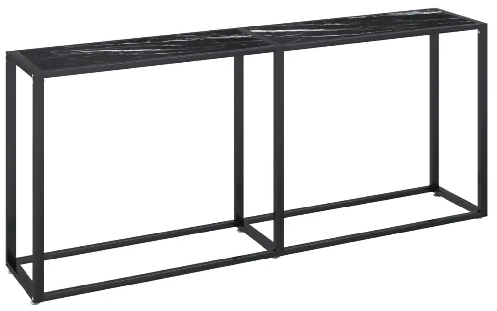 vidaXL Τραπέζι Κονσόλα Μαύρο Όψη Μαρμάρου 180x35x75,5 εκ. Ψημένο Γυαλί