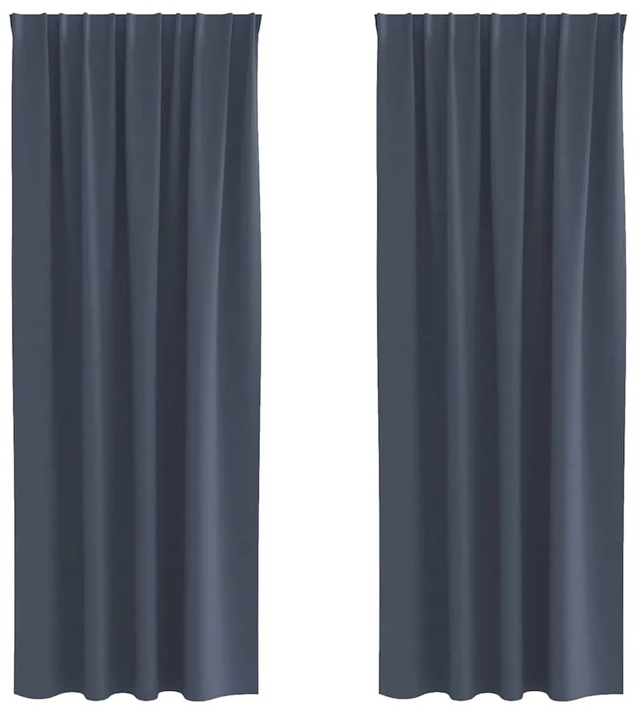 vidaXL Κουρτίνες με κουρτίνες 2 pcs Ανθρακί Πολυεστέρας