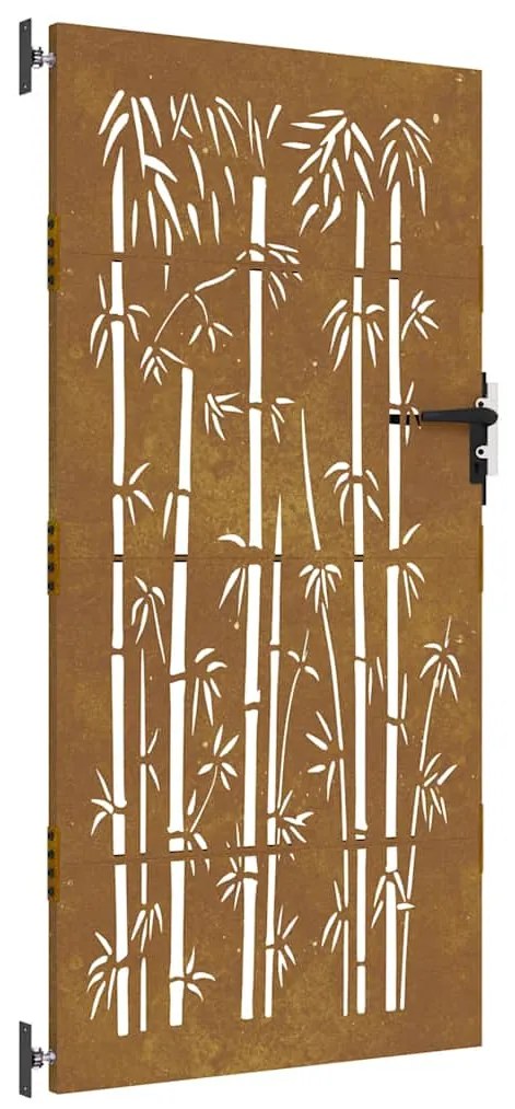 vidaXL Πόρτα Κήπου από Μπαμπού με Σχέδιο από Ατσάλι Corten 85x175 εκ.