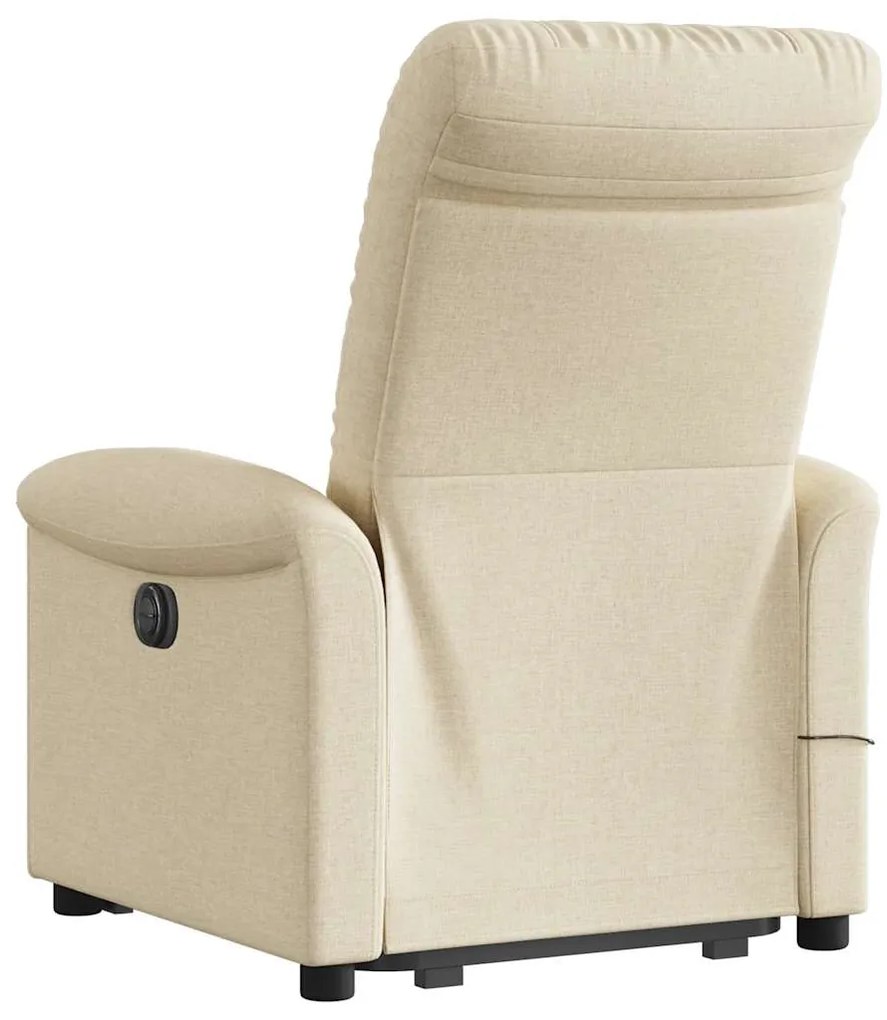 vidaXL Πολυθρόνα Μασάζ Ηλεκ. Ανακλινόμενη με Ανύψωση Κρεμ Υφασμάτινη