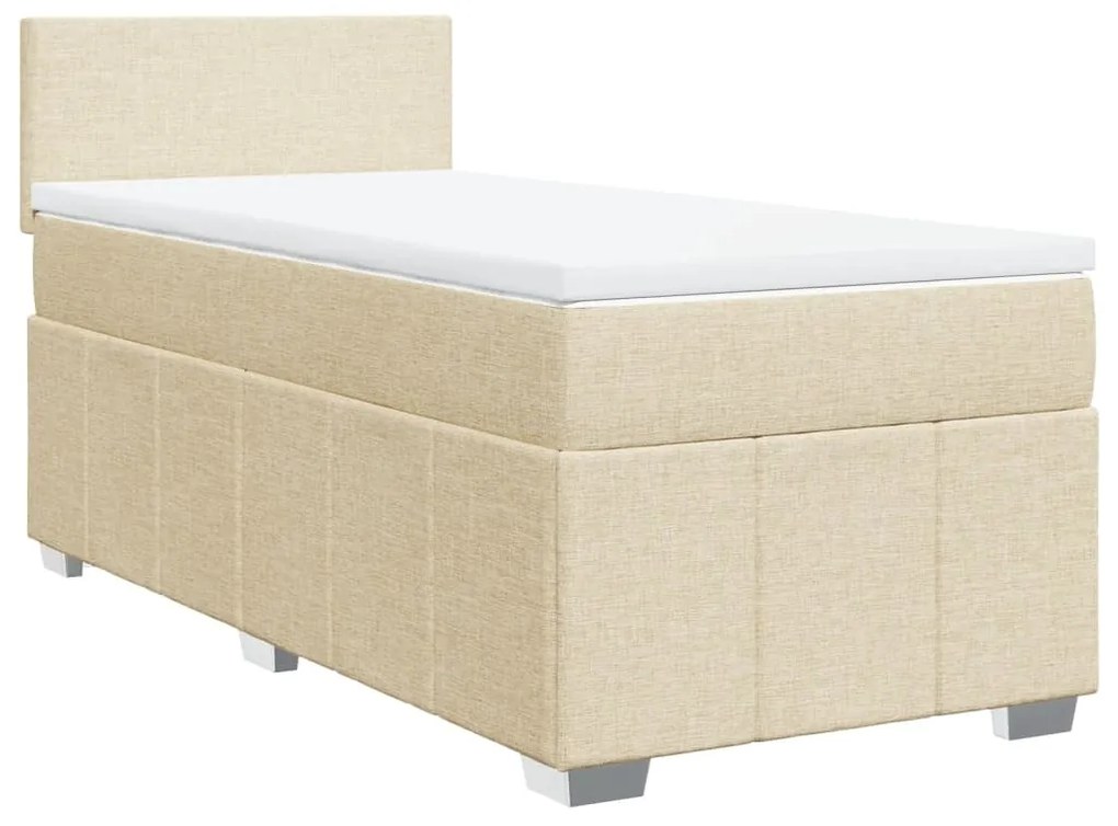 vidaXL Κρεβάτι Boxspring με Στρώμα Κρεμ 80 x 200 εκ. Υφασμάτινο