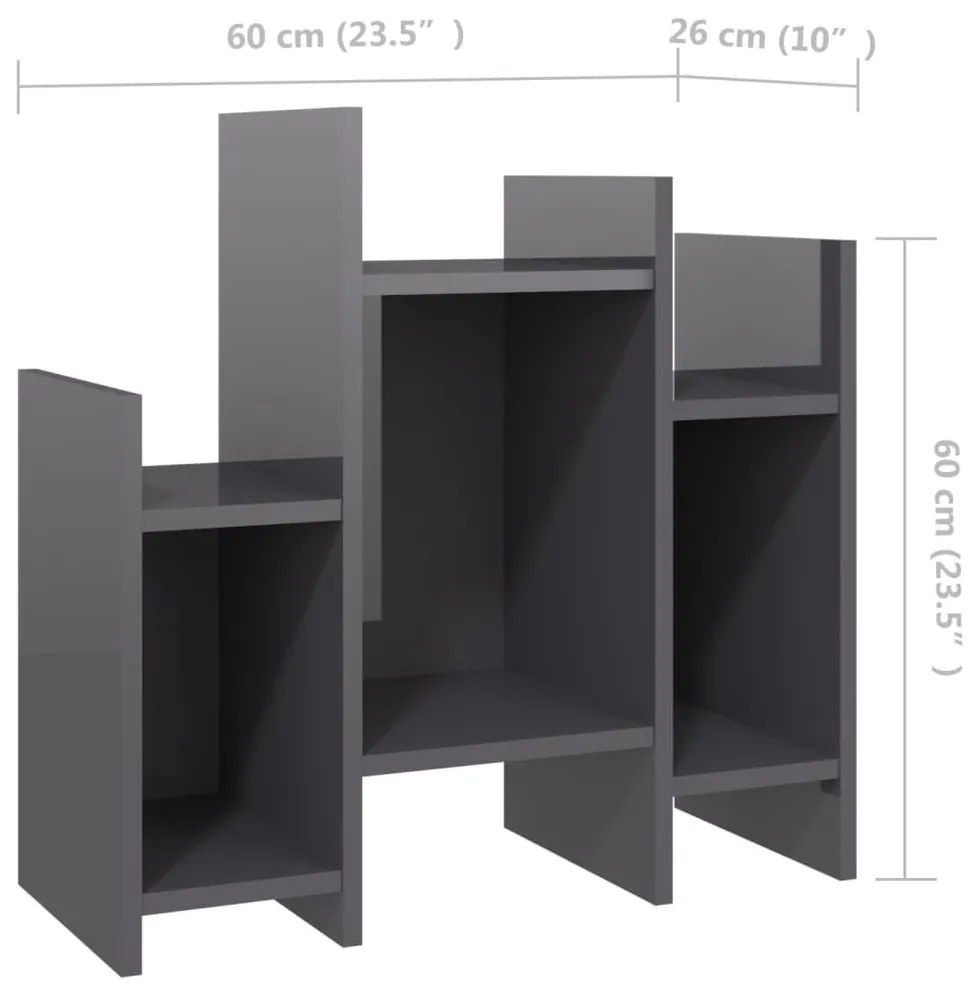 Βοηθητικό Ντουλάπι Γυαλ. Γκρι 60 x 26 x 60 εκ. από Επεξ. Ξύλο - Γκρι