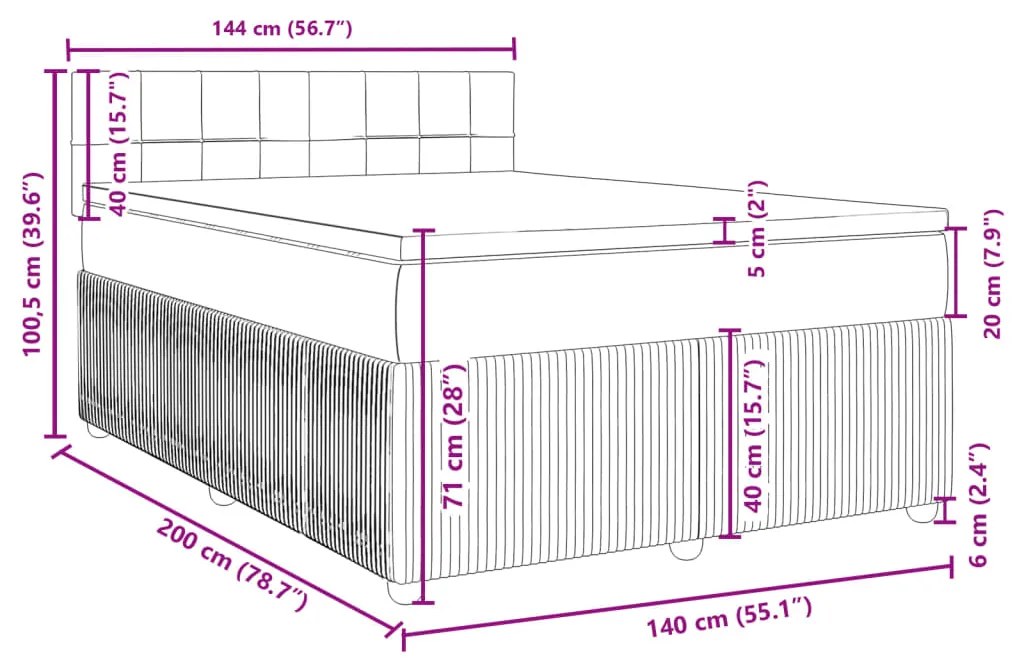 Κρεβάτι Boxspring με Στρώμα Σκούρο Πράσινο 140x200εκ. Βελούδινο - Πράσινο